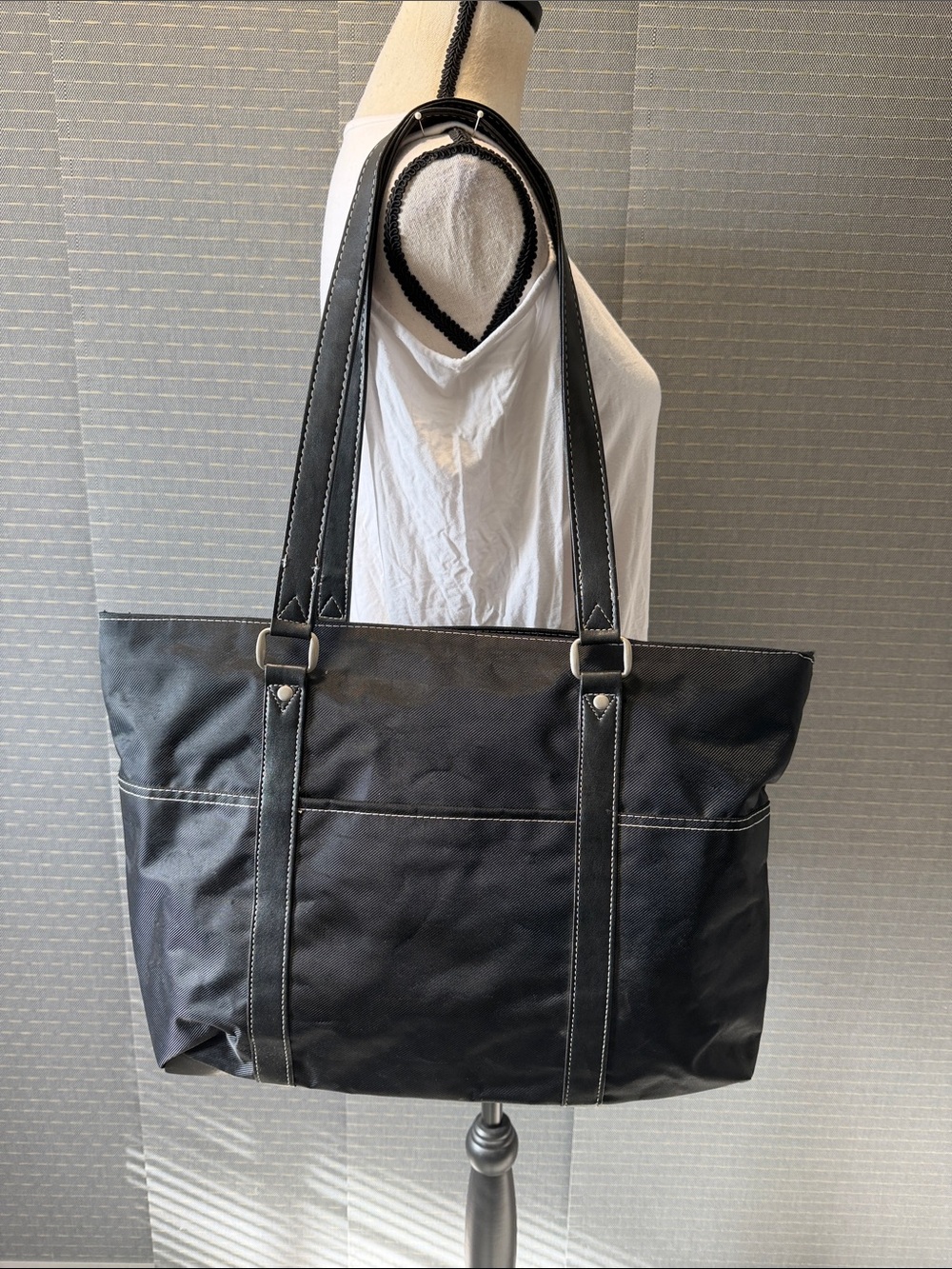 Black Nylon Tote Bag